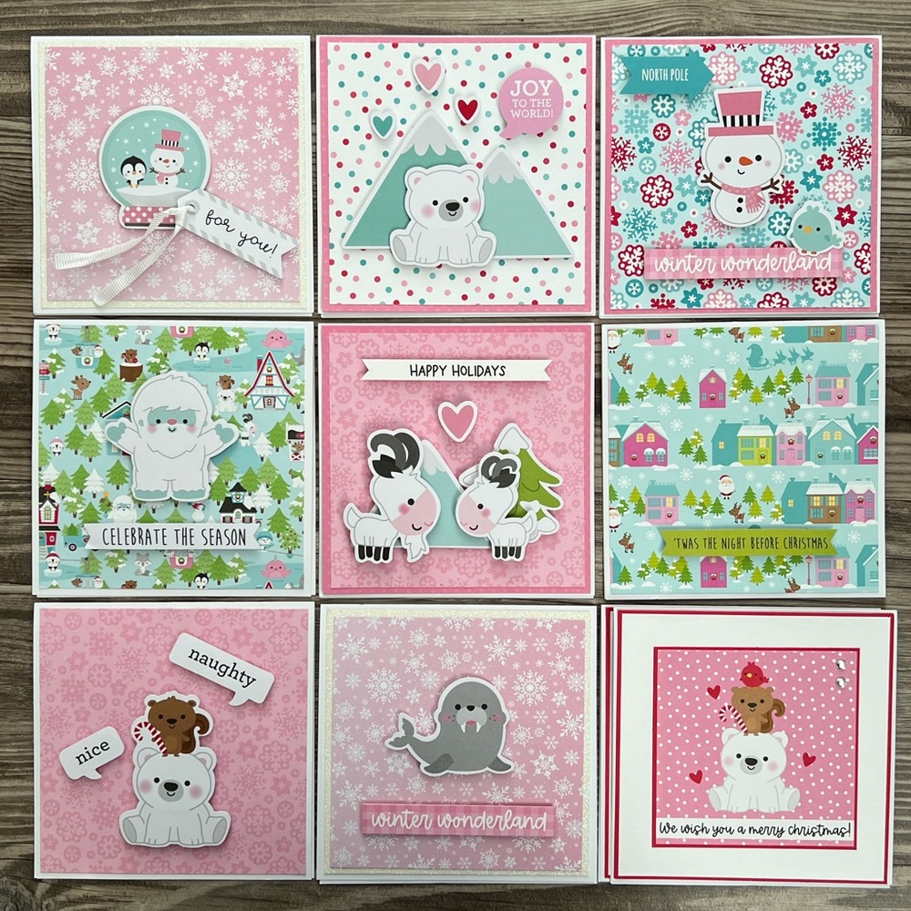Handmade Christmas and Holiday Cards Set of 10 5.5”x5.5”Includes Envelopes